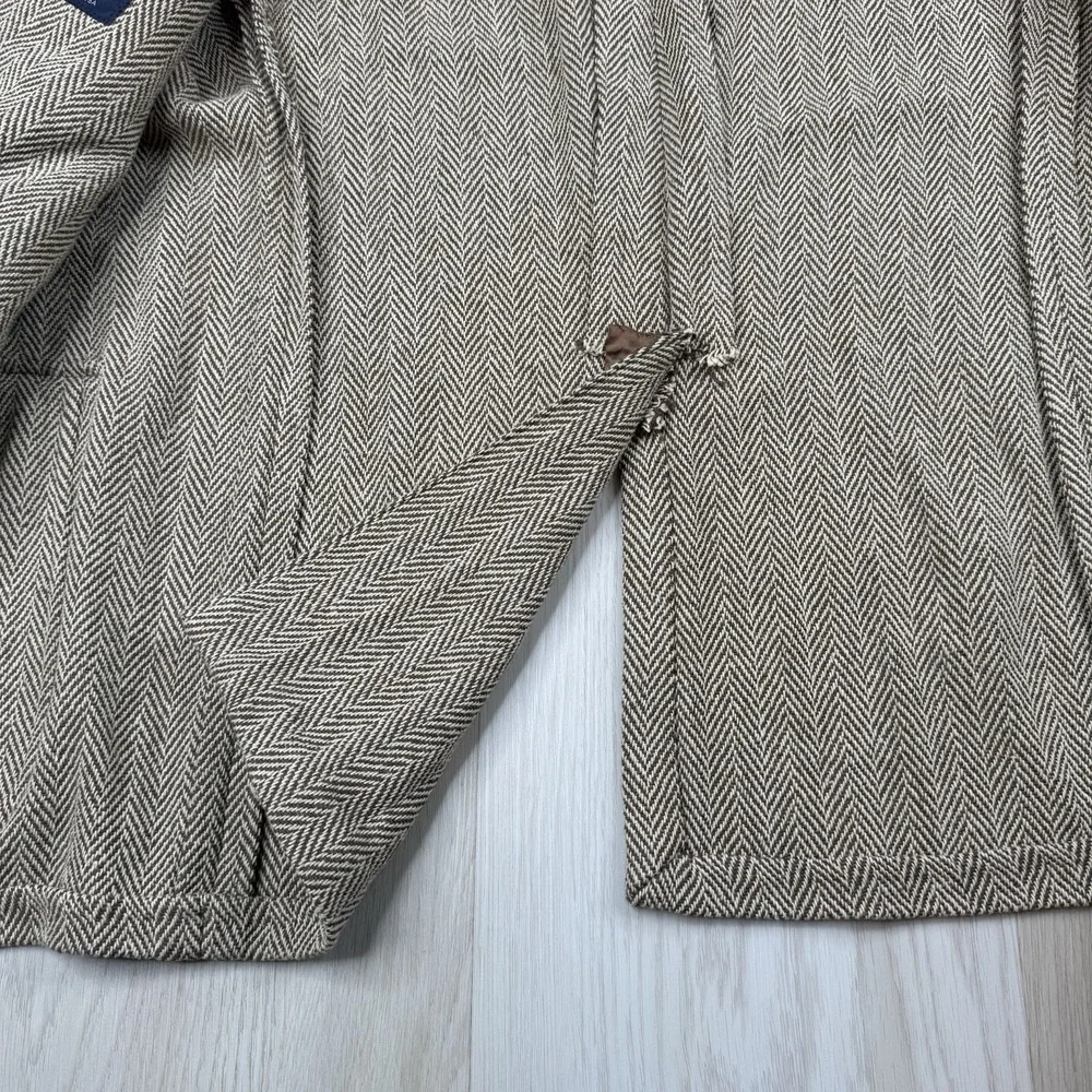 J. Press Herringbone Tweed Blazer Sport Coat Men's Size 48R Made In USA Cotton